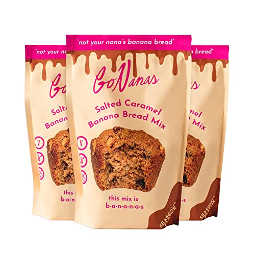 Gonanas Salted Caramel Banana Bread Mix, Vegan, Gluten Free Healthy Snacks Oat Flour Banana Bread Or Banana Muffin Mix Women Own