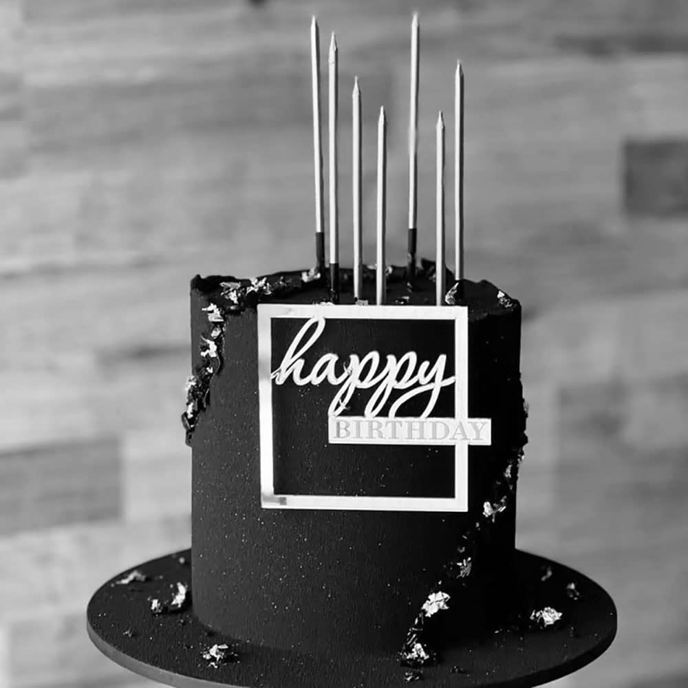 Mirror Acrylic Happy Birthday Cake Toppers Happy Birthday Cupcake Topper Hollow Frame Side Cake Topper Cake Decorations Cake Ins