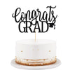 LVEUD Congrats Grad Cake Topper, Black Cardboard Graduation Decoration for 2025 Party