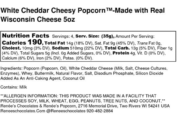 Ren Es White Cheddar Cheesy Gourmet Popcorn - Real Wisconsin White Cheddar Cheese Is Smooth And Creamy On Fresh Popped Corn, Sn