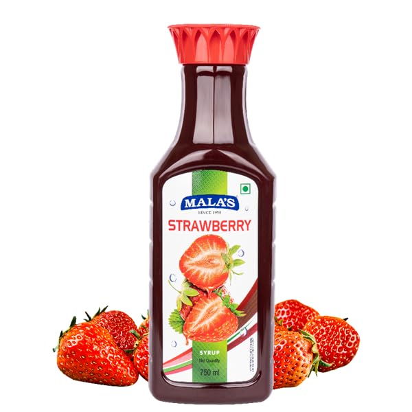 Indian Mala Fruit Syrup | 750ml (25 fl oz) (750ml, Strawberry)