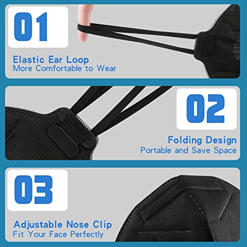 Benehal N95 Masks, NIOSH Approved Particulate Respirators, Pack of 10, Individually Wrapped, Black Face Masks for Protection