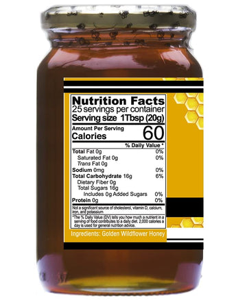 Nature'S Goodness Golden Wildflower Honey In Glass Jar - 17.6 Oz (500G) (100% Natural, Gluten Free And Non-Gmo)