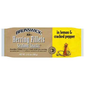Brunswick Herring Fillets In Lemon & Cracked Pepper, 3.53 Oz Can (Pack Of 12) - 15G Protein Per Serving - Gluten Free, Keto Friendly - Great For Pasta & Seafood Recipes