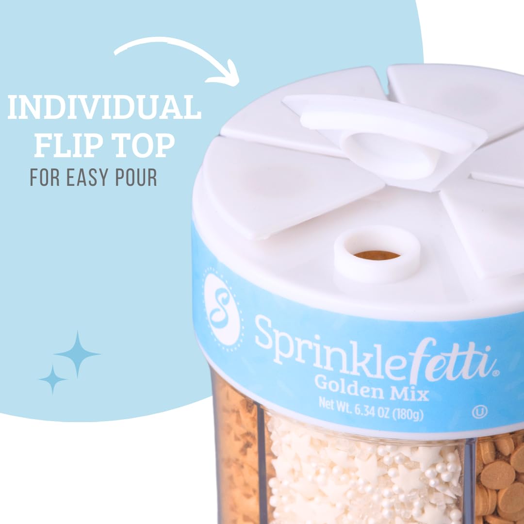 Sweets Indeed Sprinkles, Edible Sprinkle Mix, Perfect For Cake Decorations, Baking, Ice Cream, Cookies, Cupcake Topper (Gold)