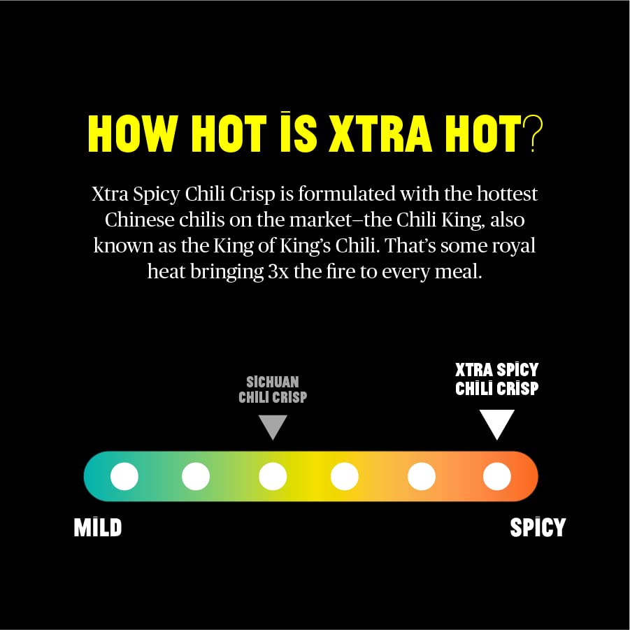 Flybyjing Xtra Spicy Chili Crisp, Hot Savory Tingly Crunchy Chili Oil Sauce W Sichuan Pepper, Good On Everything Hot Sauce, All-