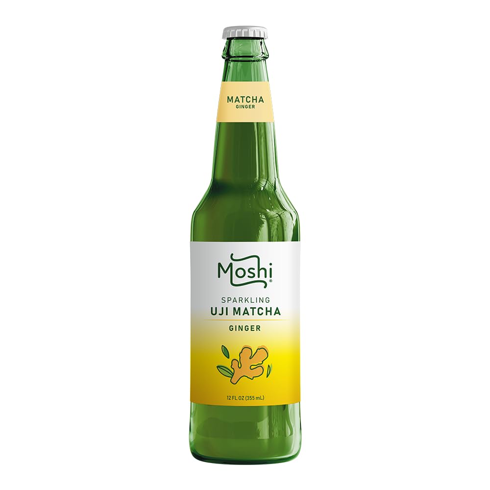 Moshi Sparkling Drinks - Ginger Matcha Flavor - 12 Bottles