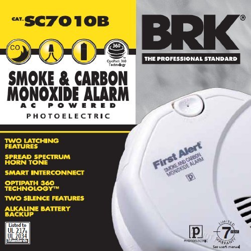 First Alert Brk Sc7010B-6 Hardwired Smoke And Carbon Monoxide (Co) Detector With Battery Backup, 6-Pack,White