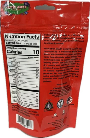 Cotton Mouth Candy Dry Mouth Relief Fruit Mix 3.3 Ounce Bag (1 Bag) | Relieves Dry Mouth & Increases Saliva Production, Sugar Free, Gluten Free, Delicious Sour Flavor, Individually Wrapped, 30 Ct