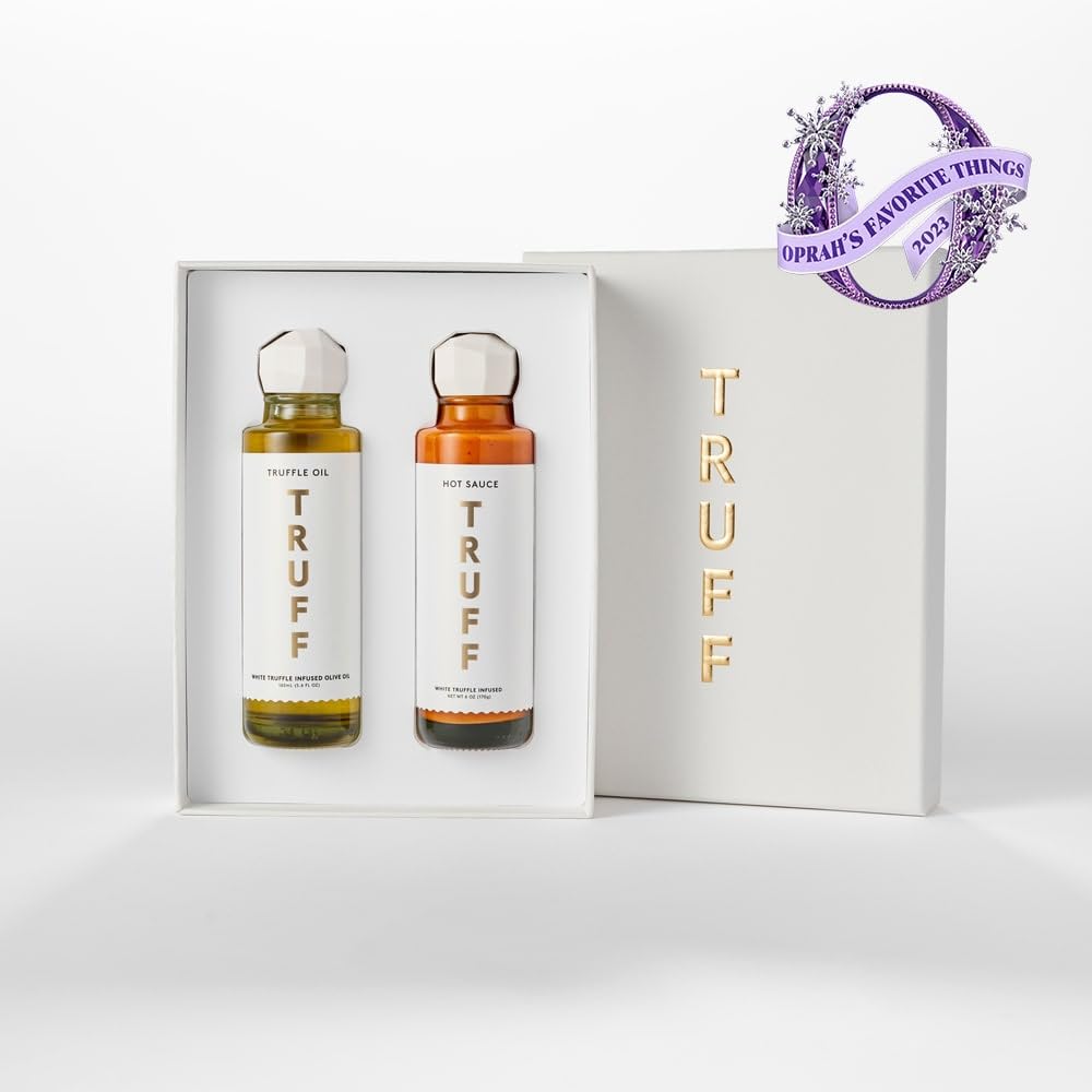 Truff White Truffle Gift Set, White Truffle Oil And Hot Sauce, Holiday 2-Pack