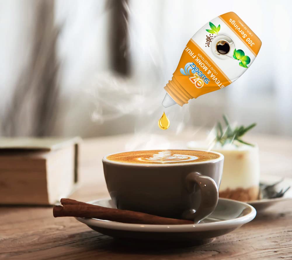 Ez-Sweetz Stevia & Monk Fruit (2 Pack | 1.36Oz - Liquid Sweetener 300 Servings/Bottle)