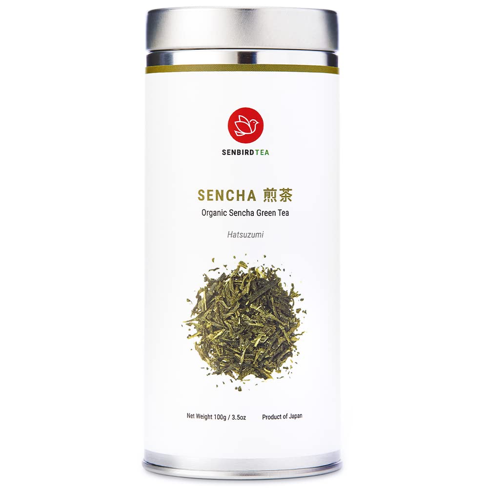 Senbird Organic Sencha - Japanese Green Tea - From Shizuoka, Japan - Loose Leaf Tea In Airtight Tea Tin (3.5Oz/100G)
