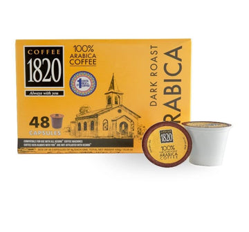 Caf   1820 Classic Ground Coffee Cups, Premium Costa Rican Dark Roast, 100% Arabica, Compatible With Keurig Machines, 48 Pods