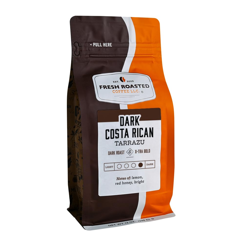 Fresh Roasted Coffee, Dark Costa Rican Tarrazu, 12 Oz, Dark Roast, Kosher, Ground