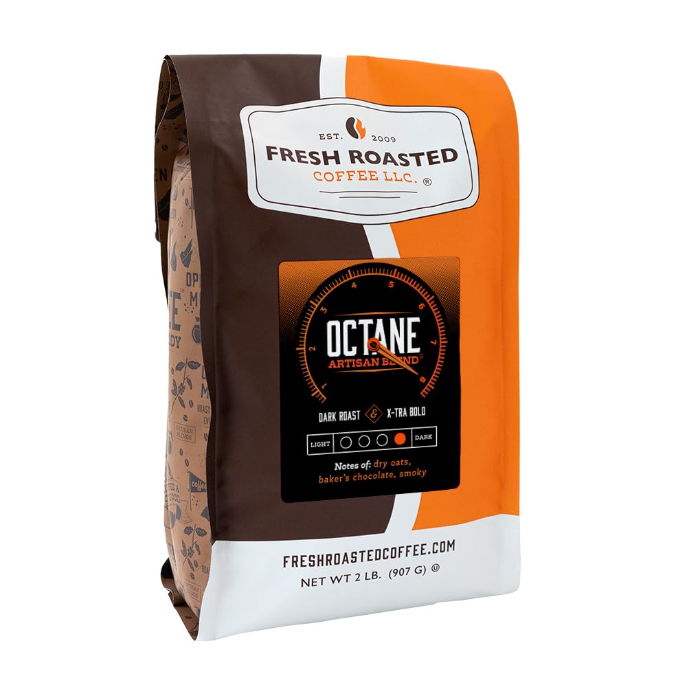 Fresh Roasted Coffee, Octane, 2 Lb (32 Oz), Dark Roast, Kosher, Whole Bean