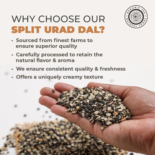 Pride Of India - Pack Of 6 - Indian Split Black Gram Matpe Beans - Protein & Fiber Rich Urad Dal, 3 Pound Jar