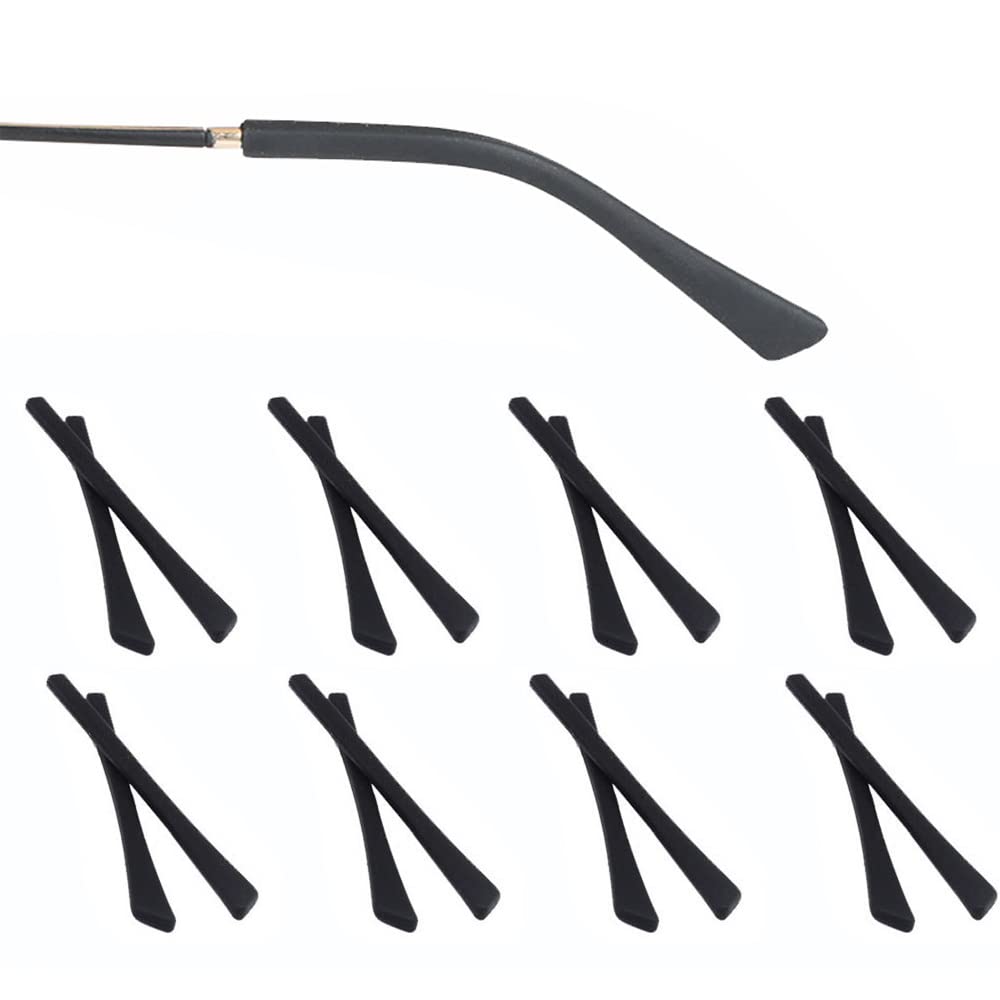 Shamzbest Eyeglass Replacement Temples, Silicone Eyeglass End Tips Ear Sock Pieces Tube Sleeve For Thin Metal Eyeglass Legs, 8 P