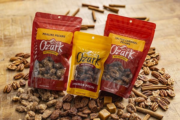Ozark Nut Roasters Salted Caramel Pecans, Sweet & Salty Snack Nuts, 14 oz Resealable Pack
