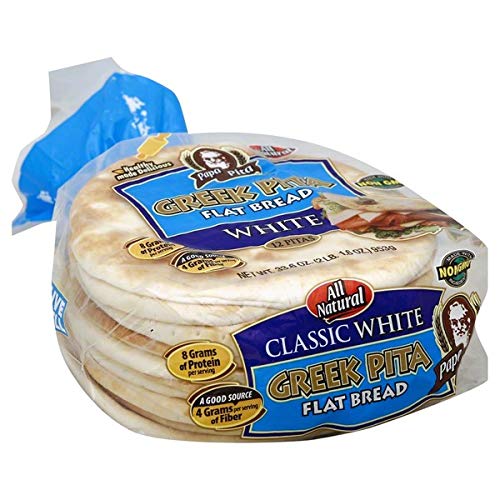 Greek Pita Flat Bread White, 12 Ct (Each Bag) Non Gmo Vegan Friendly 2 Bags