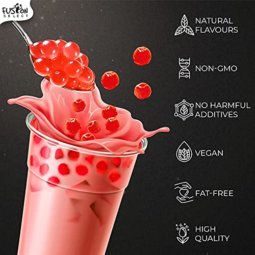 Fusion Select Raspberry Popping Boba Pearls for Fruit Tea Dessert Toppings, 450 Grams