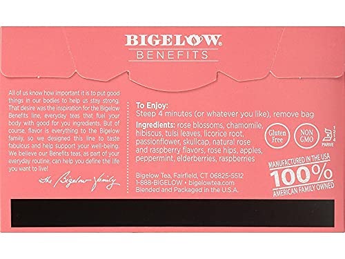 Bigelow Rcb01027 Benefits Decaf Rose Mint Tea Bags, 18/Box