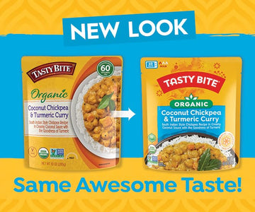 Tasty Bite Organic Chickpea Coconut and Turmeric Curry, Ready to Eat, Microwavable Entr  e, Vegan, 10 Ounce (Pack of 6)