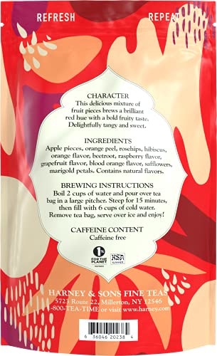 Harney & Sons Blood Orange Fresh Brew Iced Tea | 15Ct, Brews Up To 30 Quarts Of Iced Tea