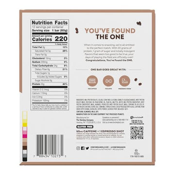One Coffee Shop Caffeinated Protein Bars, Vanilla Latte, Gluten Free With 20G Protein And 65Mg Of Caffeine Energy, Pantry Staples, 2.12 Oz (12 Count), Packaging May Vary