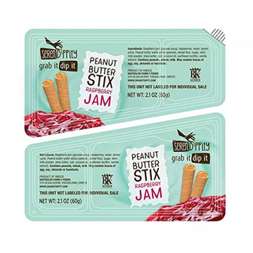 Serendippity Peanut Butter Stix with Raspberry Jam - 12 Pack, 2.1 oz Each - Delicious Snack for Kids and Adults