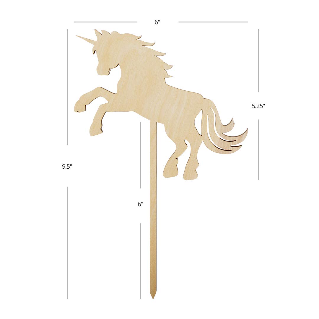 Andaz Press Unicorn Horse Laser Cut Wood Cake Topper for 1st Birthday, Rustic Chic Decoration