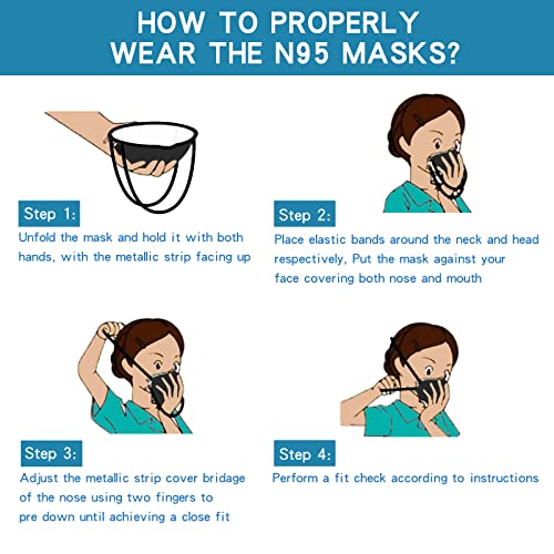 Benehal N95 Masks, NIOSH Approved Particulate Respirators, Pack of 10, Individually Wrapped, Black Face Masks for Protection