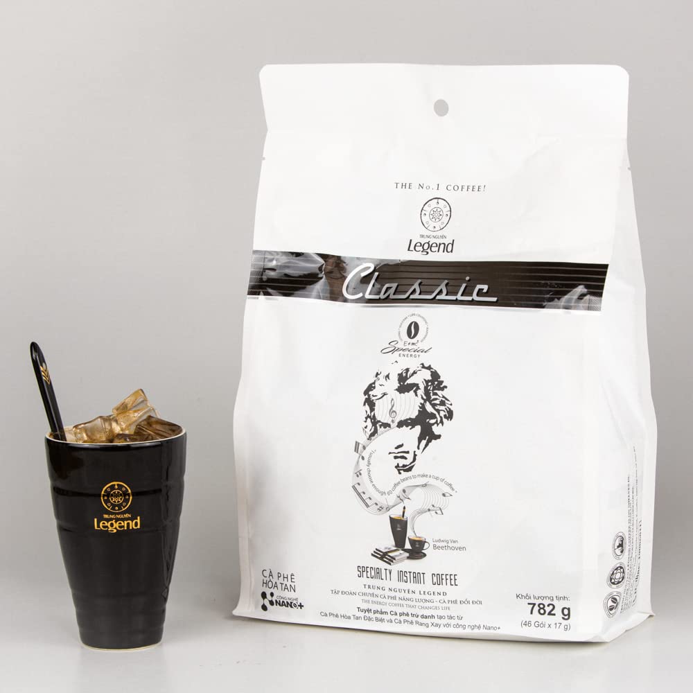 Trung Nguyen Legend - Classic - 3 In 1 Premium Instant Coffee - Finely Milled Coffee Beans, Non-Dairy Creamer, & Sugar - Strong