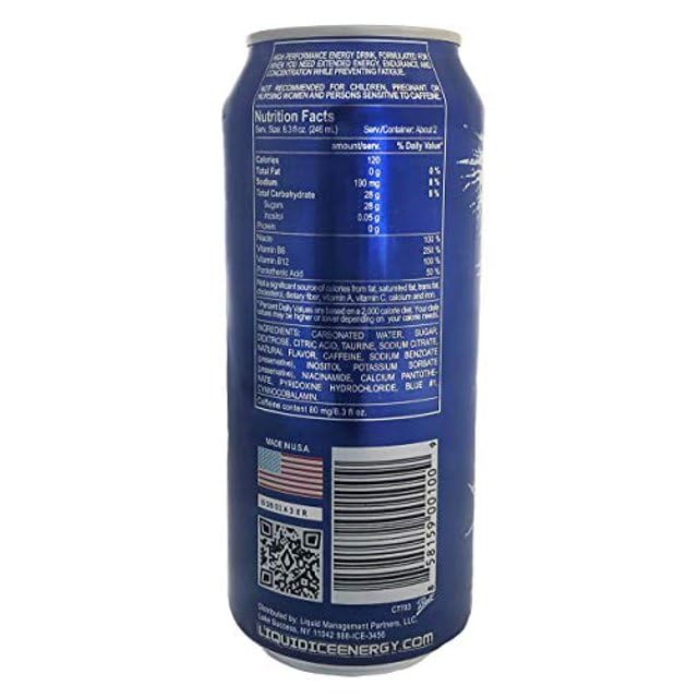 Liquid Ice Energy Drink - Arctic Berry - 16 Fl Oz (Pack of 12) - Blue - Model 16Blue