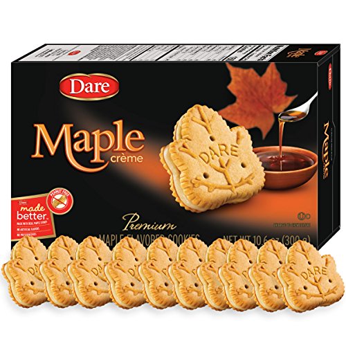 Dare Maple Leaf Cr  me Cookies     Classic Canadian Cookie Made with Real Maple Syrup, Peanut Free     10.6 Ounces