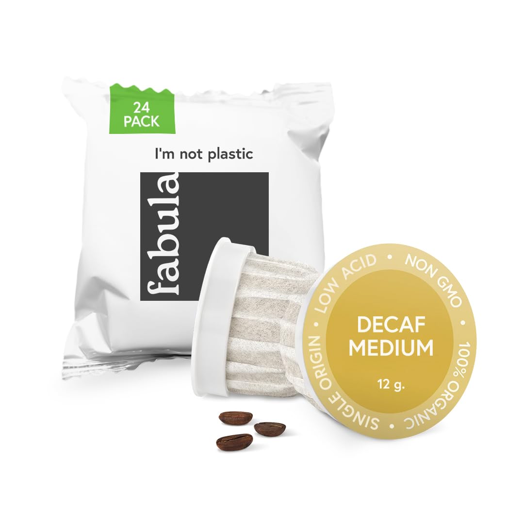 Fabula Coffee Pods Decaf Medium Roast - Low Acid - Single Origin - Mold Free - Non-gMO - Fair Trade