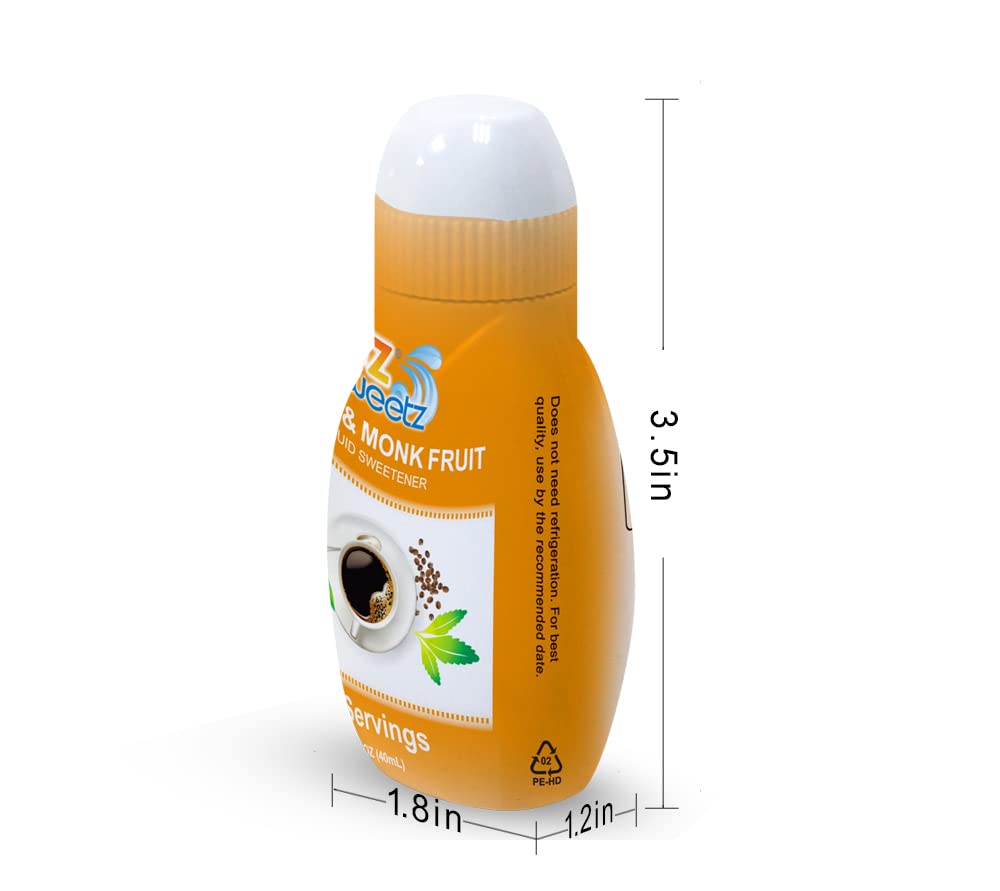 Ez-Sweetz Stevia & Monk Fruit (3 Pack | 1.36Oz - Liquid Sweetener 300 Servings/Bottle)