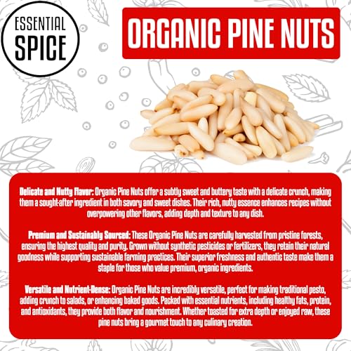 Essential Spice Organic Pine Nuts (Pignolias), 4 Oz
