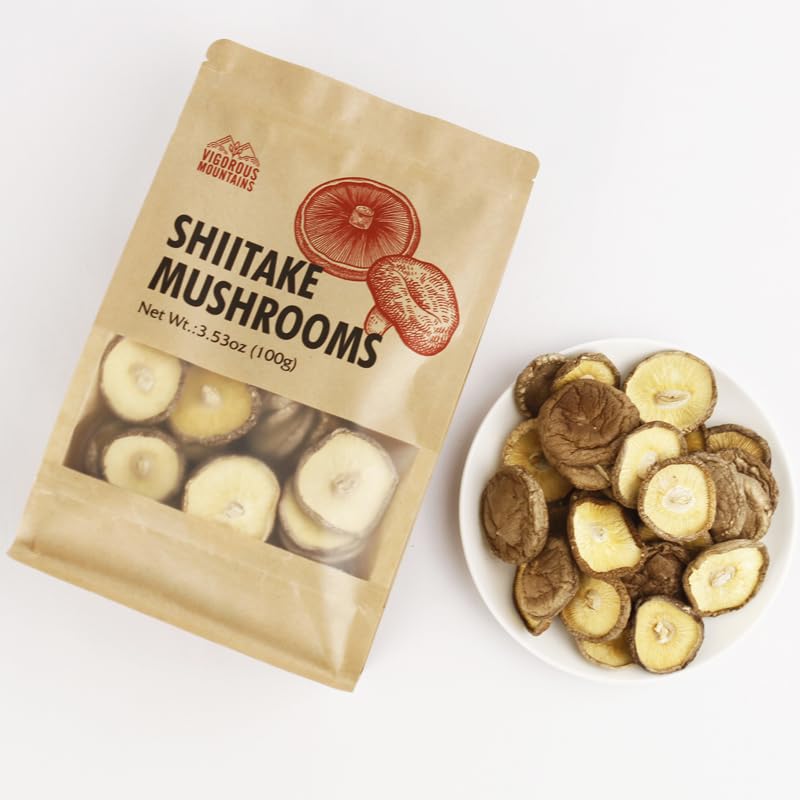VIGOROUS MOUNTAINS Big Shiitake Dried Mushrooms 3.53 Ounce Whole 4-5 CM