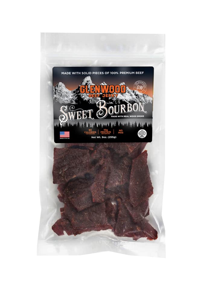 Glenwood Beef Jerky Sweet Flavor Blend Jerky 9 Ounce Bulk Meat Snacks- Naturally Wood Rich Flavor No Msg Made In The Usa