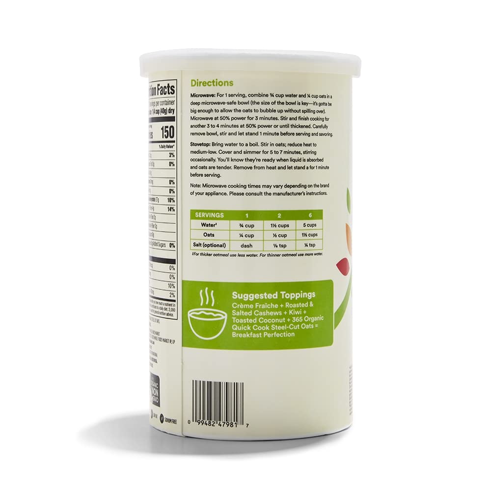 365 by Whole Foods Market Organic Quick Cook Steel Cut Oats, 24 Ounce Pack