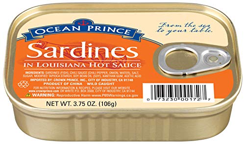 Ocean Prince Sardines In Louisiana Hot Sauce, 3.75 Ounce Cans (Pack Of 12)