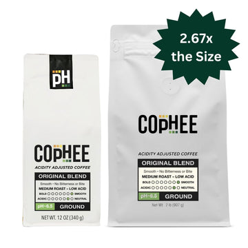Ph Adjusted Coffee By Cophee - Ground Medium Roast - Smooth Non-Gmo Arabica - Acid Neutralizing Electrolytes For Sensitive Stoma