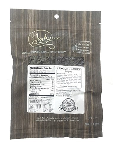 Jerky.Com Original Kangaroo Exotic Jerky - Premium High-Protein Exotic Snack, Tender & Flavorful, 100% Natural Ingredients, Perf