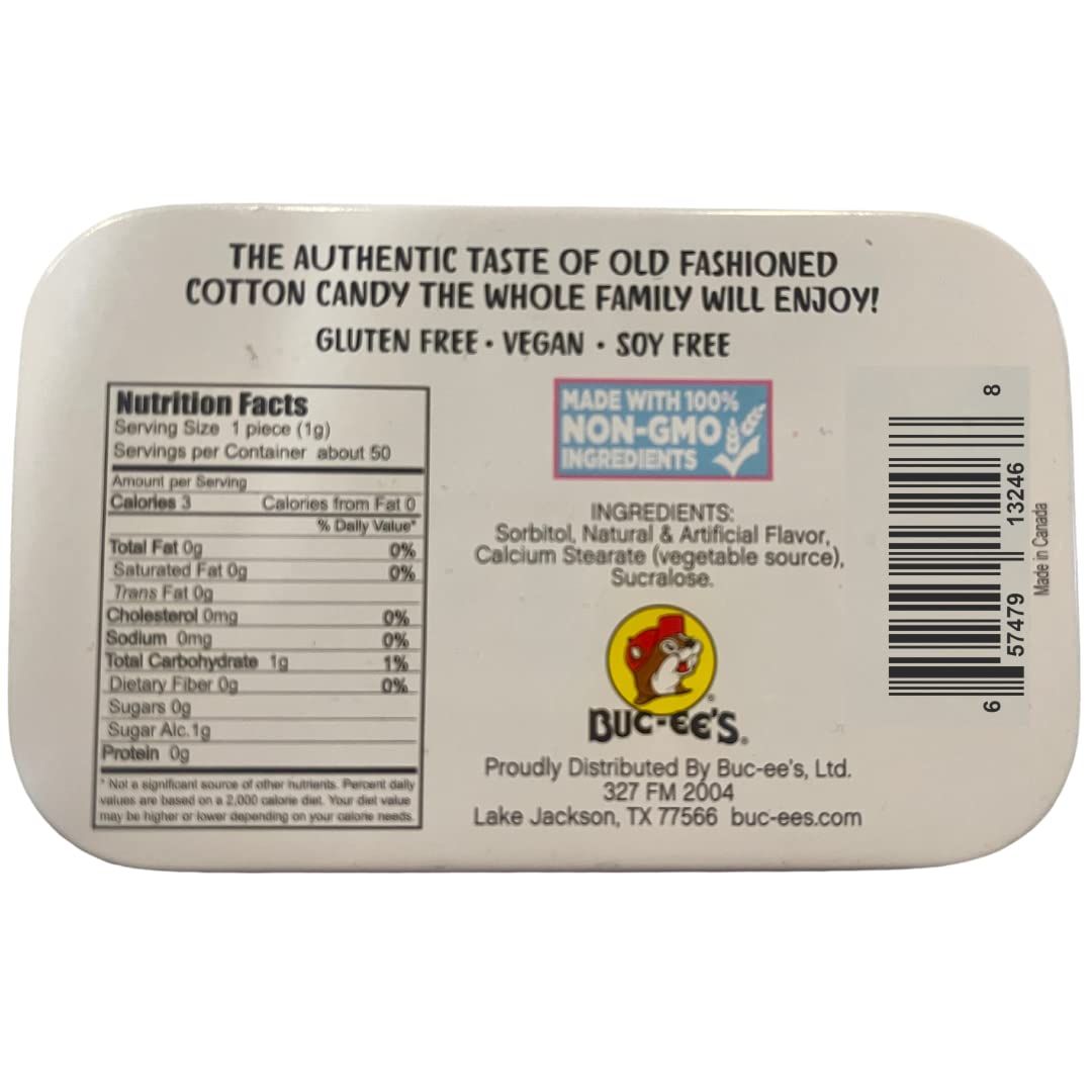 Buc-Ees Sugar Free Cotton Candy Flavored Breath Mints, Gluten Free, Four Tins Of 50 Mints (200 Mints Total)