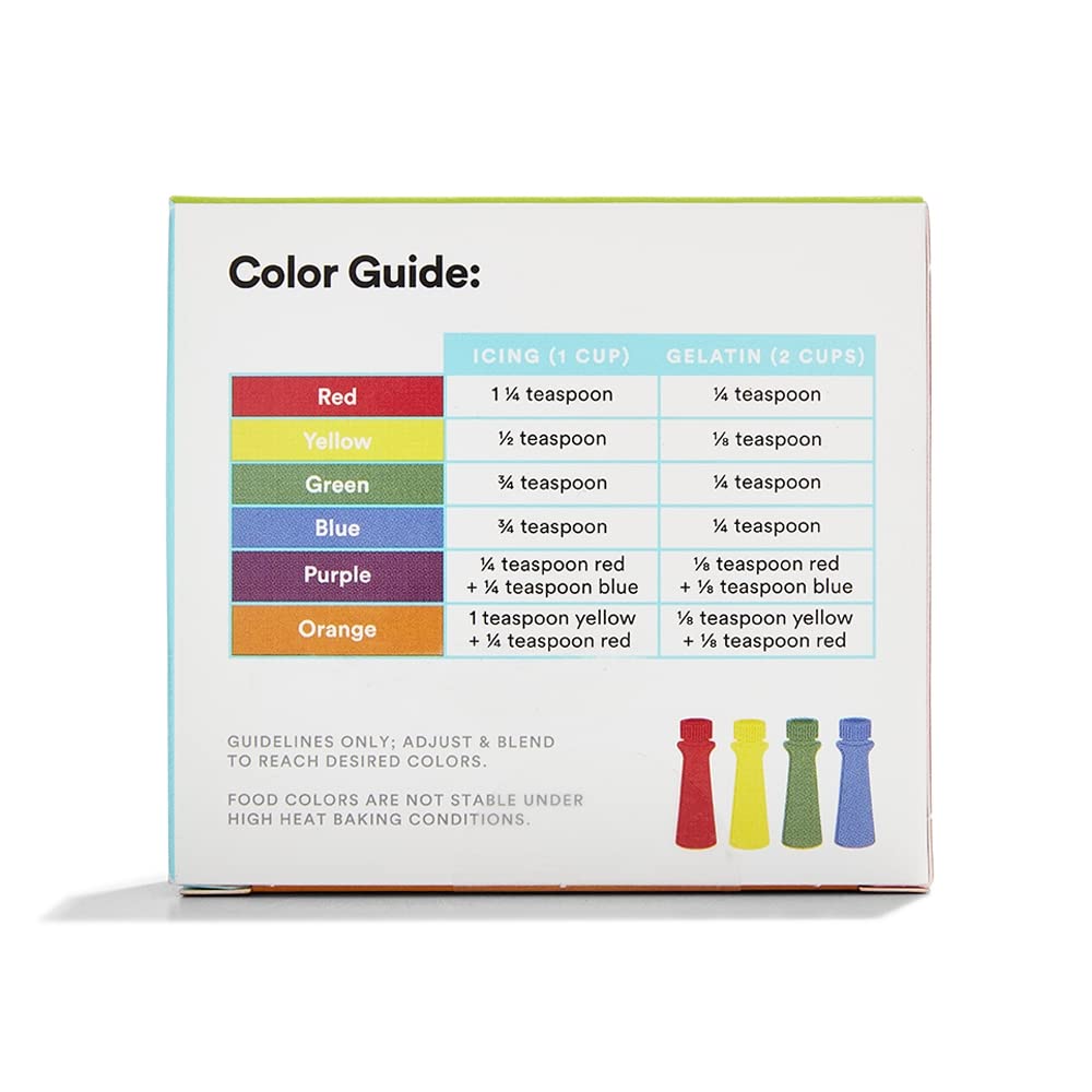 365 by Whole Foods Market Plant-Based Food Coloring Set, Gluten-Free, 1.2 Fl Oz Total, Red, Yellow, Green & Blue Bottles