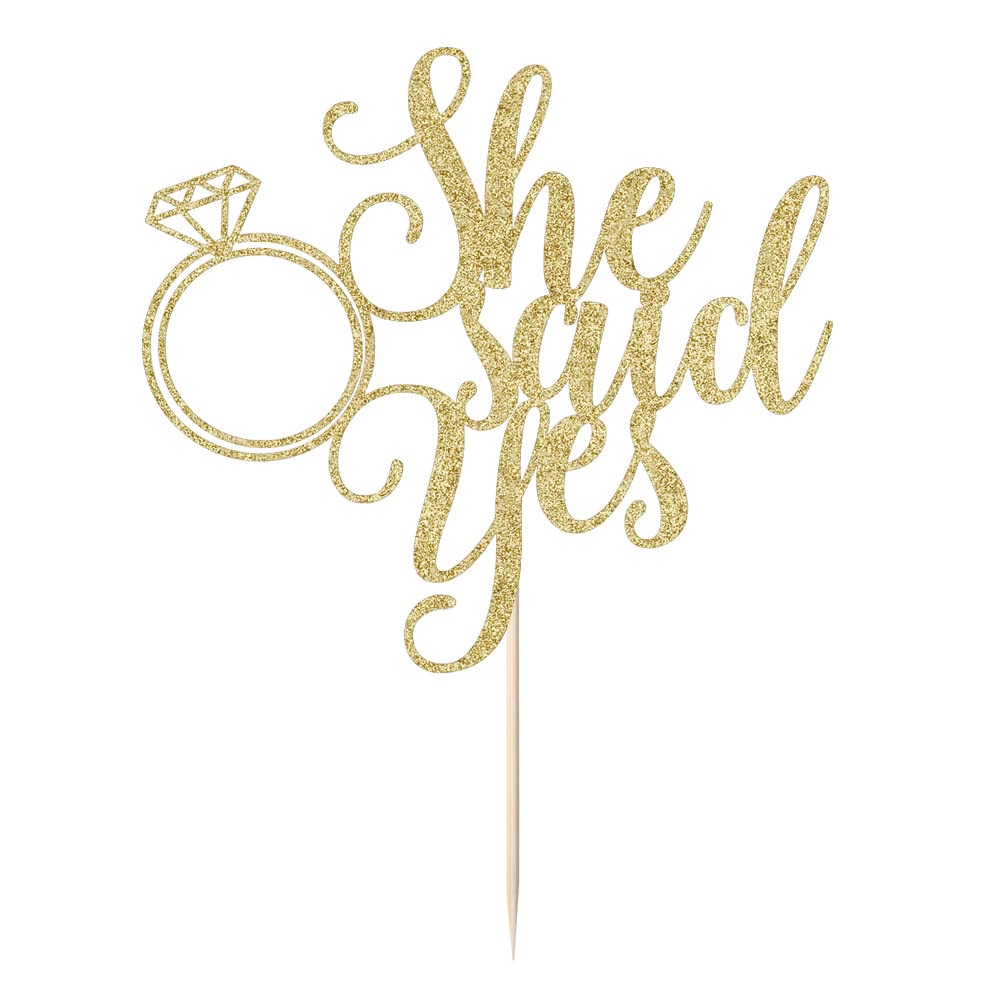 PALASASA Cake Topper - Funny Wedding Engagement Decorations, Gold, 6.5 x 8.46, Model PL-1096