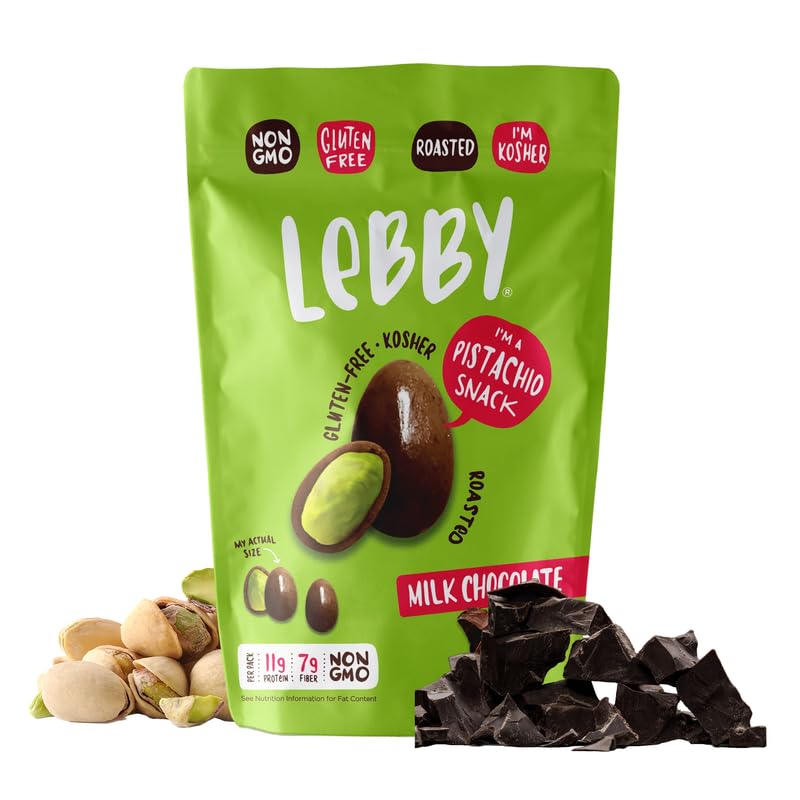 Lebby Milk Chocolate Covered Pistachios Irresistibly Delicious Milk Chocolate Pistachios Snack Packs Roasted Mediterranean Pistachio Chocolate Gluten Free Non-Gmo & Vegan 3.1 Ounce (Pack Of 6)