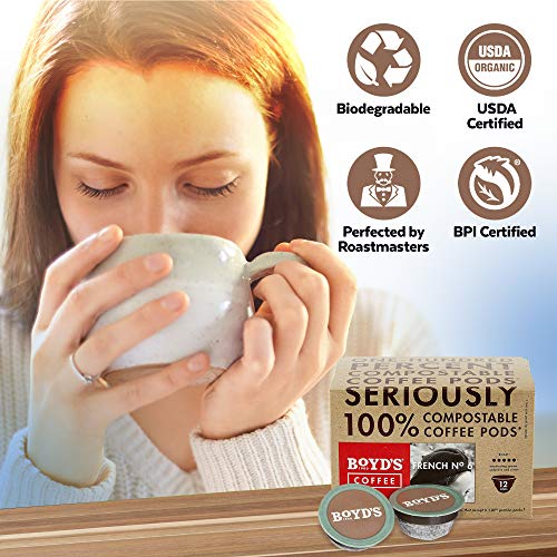 Boyds Coffee French No. 6 Ground Dark Roast Coffee, 12 Count Pack - 100% Arabica, Rich & Full-Flavored