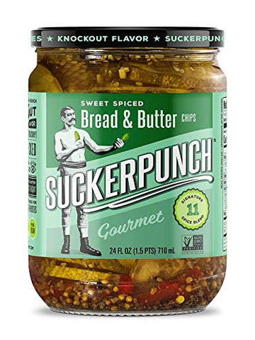 Suckerpunch Gourmet Spicy Bread N' Better Pickle Chips 24 Ounce, 2-Pack