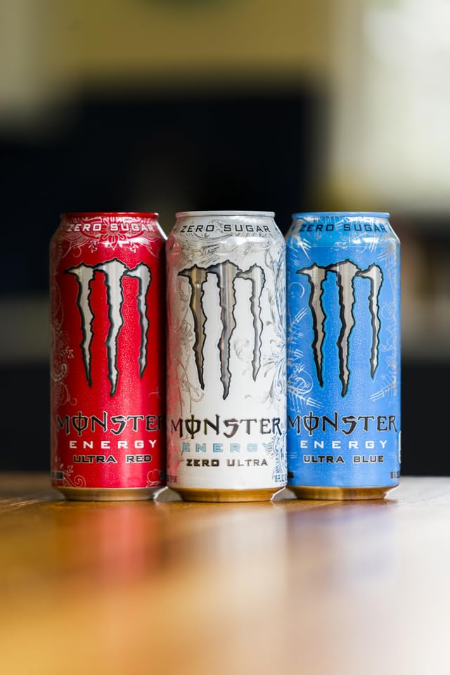 Monster Energy Ultra 3 Flavor Variety Pack, Zero Ultra, Ultra Red, Ultra Blue, Sugar Free Energy Drink, 16 Ounce (Pack Of 12)